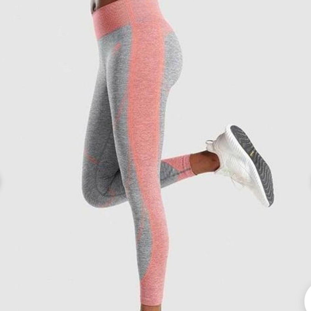 Gymshark Women's Gray and Pink Leggings - Small